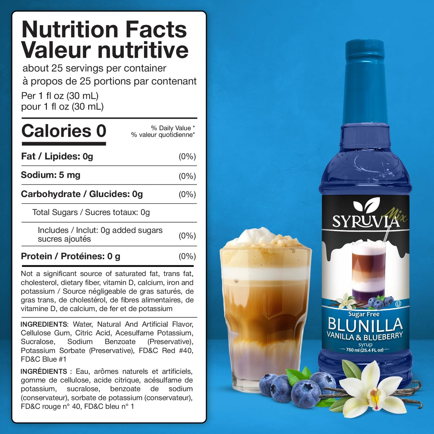 Jarabe BLUNILLA™ sin azúcar, vainilla y arándano