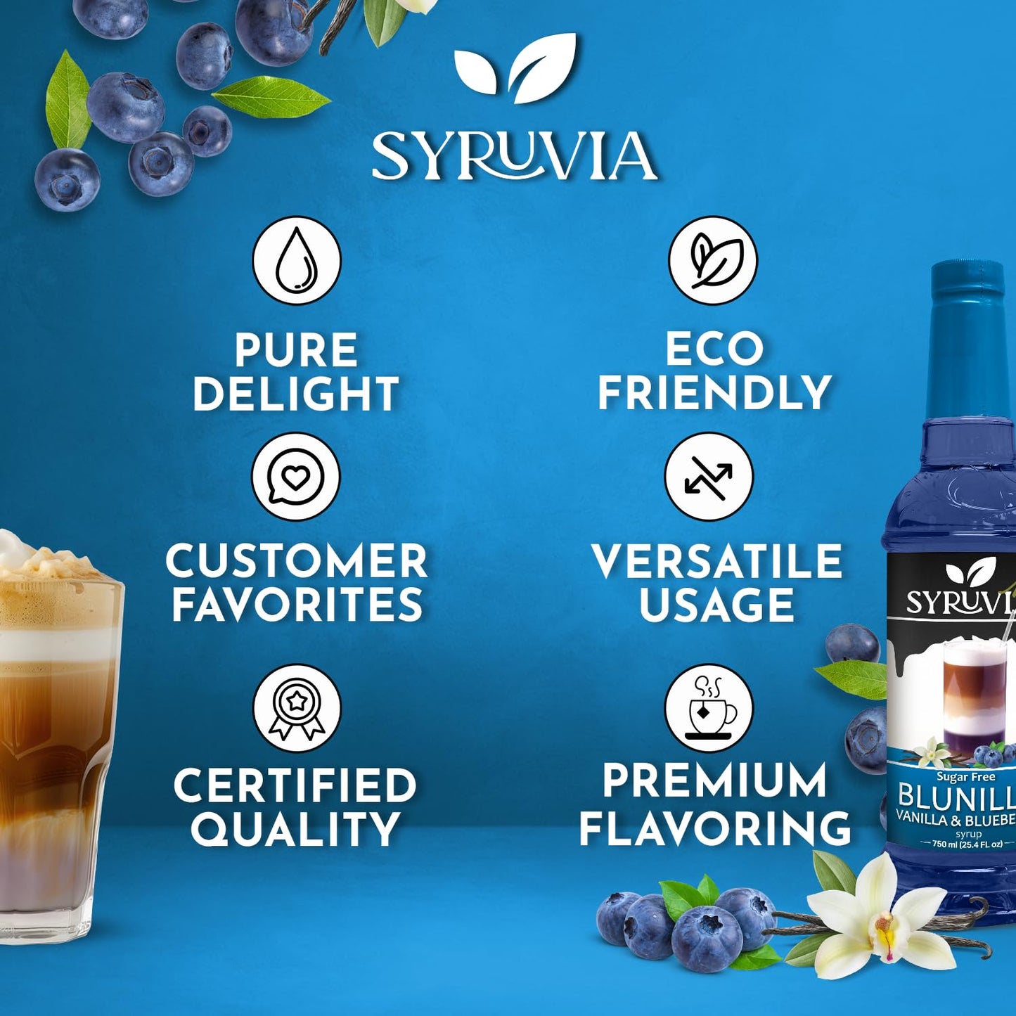 Jarabe BLUNILLA™ sin azúcar, vainilla y arándano